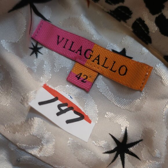 Womens VilaGallo White, Black, Leopard Button Down Blouse 42 /US 8 - Picture 6 of 6